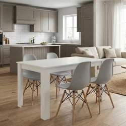 Σετ τραπεζαρία 5τμχ Darlen - Nova Megapap χρώμα λευκό - γκρι 125x72x74εκ.