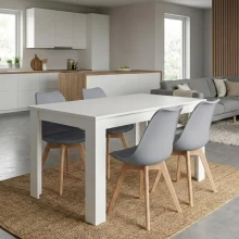 Σετ τραπεζαρία 5τμχ Darlen - Viva Megapap χρώμα λευκό - γκρι 125x72x74εκ.