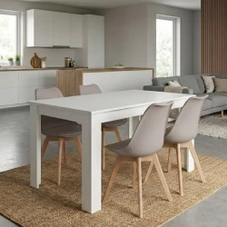 Σετ τραπεζαρία 5τμχ Darlen - Viva Megapap χρώμα λευκό - cappuccino 125x72x74εκ.