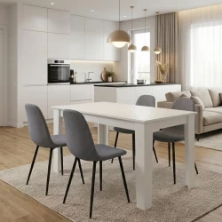 Σετ τραπεζαρία 5τμχ Darlen - Iris Megapap χρώμα λευκό - γκρι 125x72x74εκ.