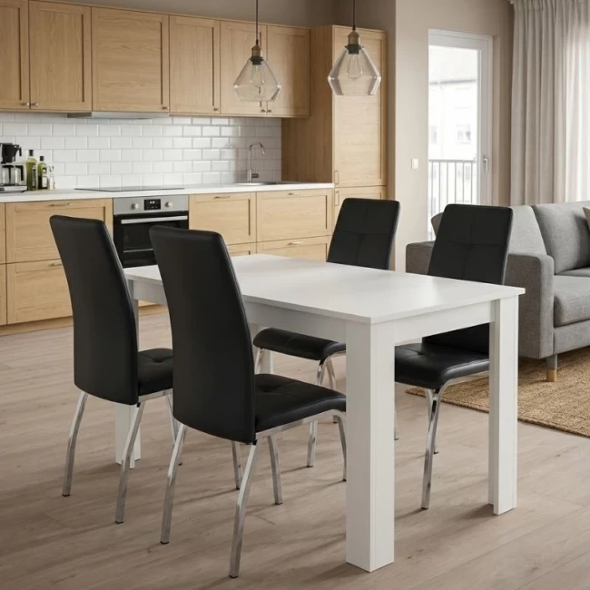 Σετ τραπεζαρία 5τμχ Darlen - Alma Megapap χρώμα λευκό - μαύρο 125x72x74εκ.