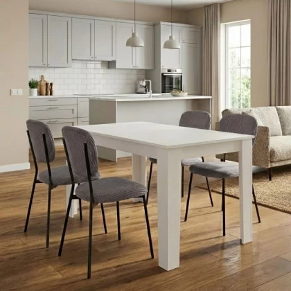 Σετ τραπεζαρία 5τμχ Darlen - Kevin Megapap χρώμα λευκό - γκρι 125x72x74εκ.