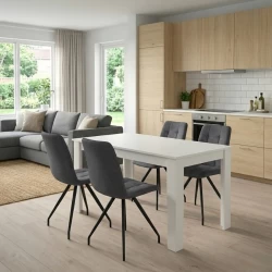 Σετ τραπεζαρία 5τμχ Darlen - Bianca Megapap χρώμα λευκό - γκρι 125x72x74εκ.