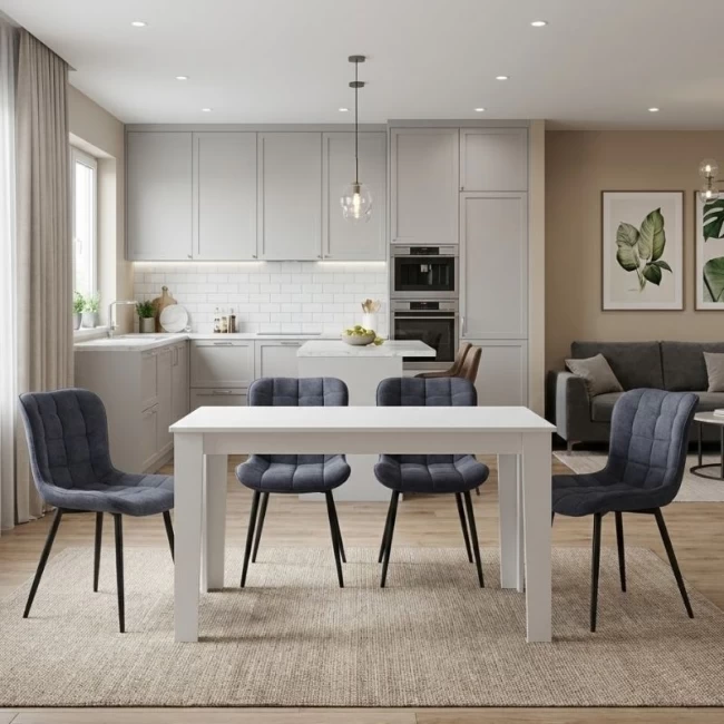 Σετ τραπεζαρία 5τμχ Darlen - Chiara Megapap χρώμα λευκό - ανθρακί 125x72x74εκ.