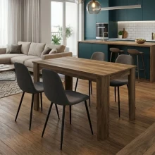 Σετ τραπεζαρία 5τμχ Darlen - Iris Megapap χρώμα καρυδί - γκρι 125x72x74εκ.