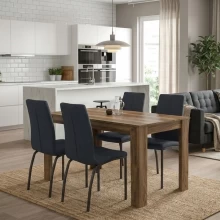 Σετ τραπεζαρία 5τμχ Darlen - Fina Megapap χρώμα καρυδί - ανθρακί 125x72x74εκ.