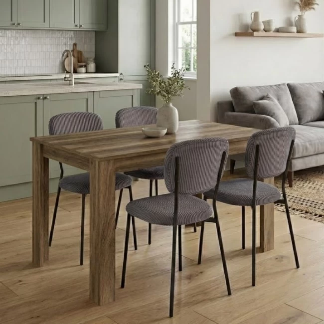 Σετ τραπεζαρία 5τμχ Darlen - Kevin Megapap χρώμα καρυδί - γκρι 125x72x74εκ.