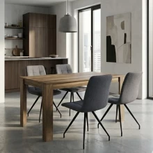 Σετ τραπεζαρία 5τμχ Darlen - Bianca Megapap χρώμα καρυδί - γκρι 125x72x74εκ.