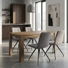 Σετ τραπεζαρία 5τμχ Darlen - Bianca Megapap χρώμα καρυδί - ανοιχτό μπεζ 125x72x74εκ.