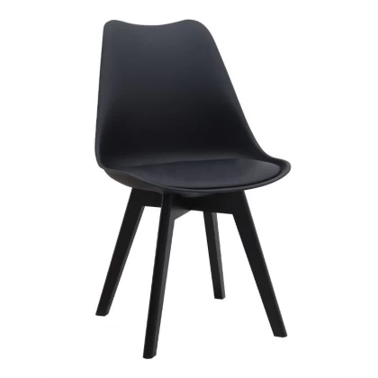 Σετ τραπεζαρία 5τμχ Darlen - Viva Megapap χρώμα sencron black - μαύρο 125x72x74εκ.