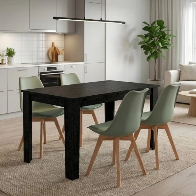 Σετ τραπεζαρία 5τμχ Darlen - Viva Megapap χρώμα sencron black - φυστικί 125x72x74εκ.