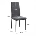 Σετ τραπεζαρία 5τμχ Darlen - Rosa Megapap χρώμα sencron black - γκρι 125x72x74εκ.