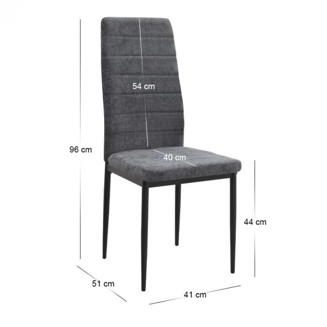 Σετ τραπεζαρία 5τμχ Darlen - Rosa Megapap χρώμα sencron black - γκρι 125x72x74εκ.