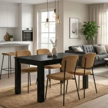 Σετ τραπεζαρία 5τμχ Darlen - Kevin Megapap χρώμα sencron black - μουσταρδί 125x72x74εκ.