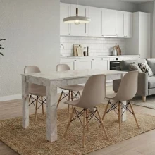 Σετ τραπεζαρία 5τμχ Darlen - Nova Megapap χρώμα λευκό εφέ μαρμάρου - cappuccino 125x72x74εκ.