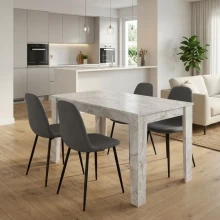 Σετ τραπεζαρία 5τμχ Darlen - Iris Megapap χρώμα λευκό εφέ μαρμάρου - γκρι 125x72x74εκ.