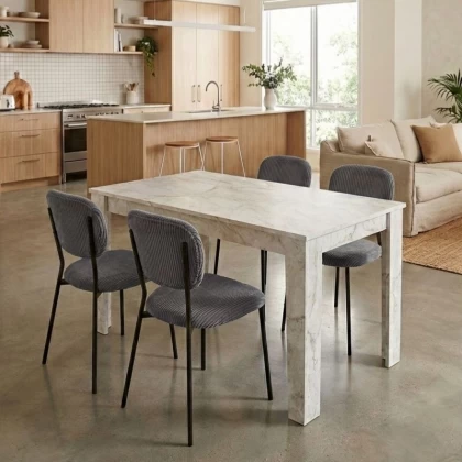 Σετ τραπεζαρία 5τμχ Darlen - Kevin Megapap χρώμα λευκό εφέ μαρμάρου - γκρι 125x72x74εκ.