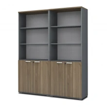 Βιβλιοθήκη γραφείου με κλειδαριά επαγγελματική Venturo Megapap χρώμα ανθρακί - καρυδί 160x40x200εκ.
