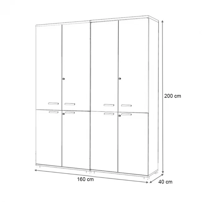 Ντουλάπα γραφείου επαγγελματική Venturo Megapap χρώμα ανθρακί - φυσικό οξιάς 160x40x200εκ.