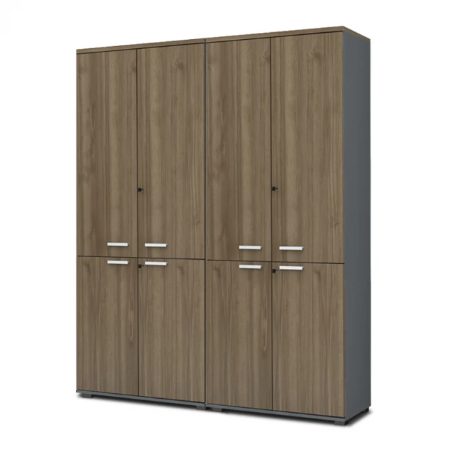 Ντουλάπα γραφείου με κλειδαριά επαγγελματική Venturo Megapap χρώμα ανθρακί - καρυδί 160x40x200εκ.