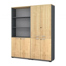 Ντουλάπα γραφείου επαγγελματική Venturo Megapap χρώμα ανθρακί - φυσικό οξιάς 160x40x200εκ.