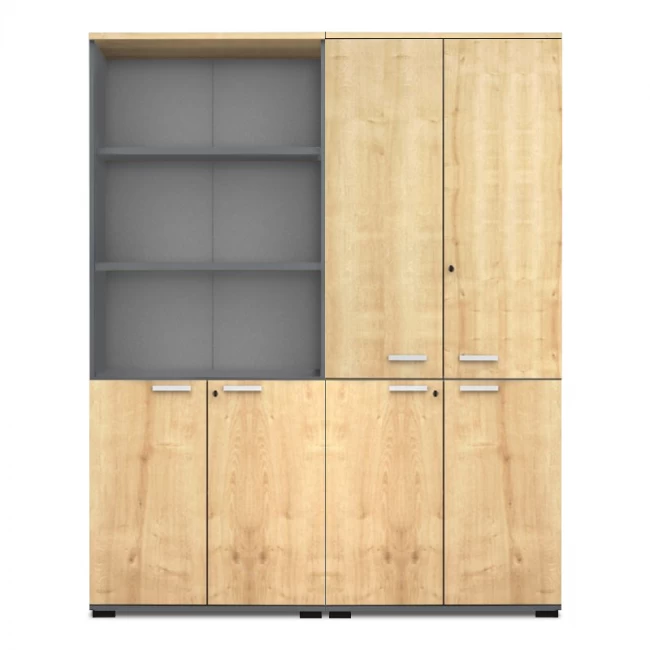 Ντουλάπα γραφείου επαγγελματική Venturo Megapap χρώμα ανθρακί - φυσικό οξιάς 160x40x200εκ.