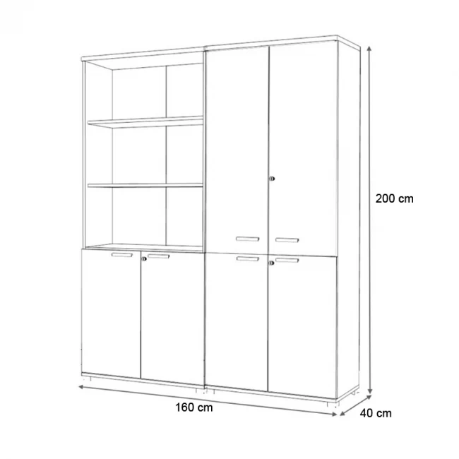Ντουλάπα γραφείου επαγγελματική Venturo Megapap χρώμα ανθρακί - φυσικό οξιάς 160x40x200εκ.