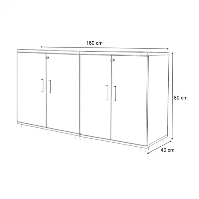 Ντουλάπι γραφείου επαγγελματικό Venturo Megapap χρώμα ανθρακί - φυσικό οξιάς 160x40x80εκ.