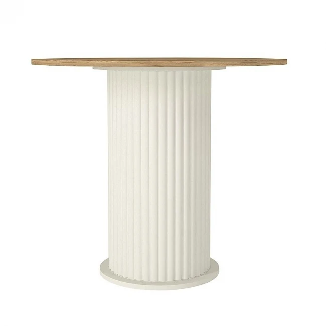 Σετ τραπεζαρία 5τμχ Bohema - Viva Megapap χρώμα ivory/sepet oak - μαύρο/φυσικό πόδι Ø90x77,7εκ.