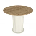 Σετ τραπεζαρία 5τμχ Bohema - Iris Megapap χρώμα ivory/sepet oak - ανοιχτό μπεζ Ø90x77,7εκ.