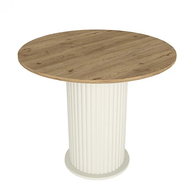 Σετ τραπεζαρία 5τμχ Bohema - Kevin Megapap χρώμα ivory/sepet oak - γκρι Ø90x77,7εκ.
