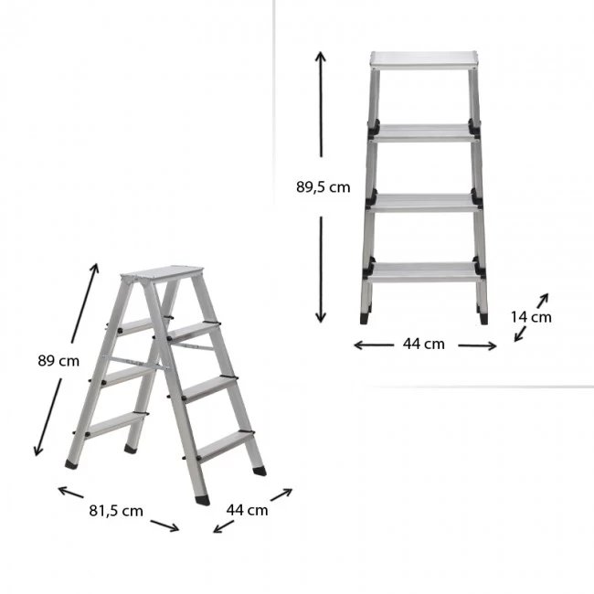 Σκάλα Double Step Perilla αλουμινίου 4+4 σκαλοπάτια 82,5εκ. Σκάλα Double Step Perilla αλουμινίου 4+4 σκαλοπάτια 82,5εκ.