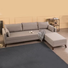 Γωνιακός καναπές Bella Megapap δεξιά γωνία υφασμάτινος χρώμα κρεμ 275x165x85εκ.