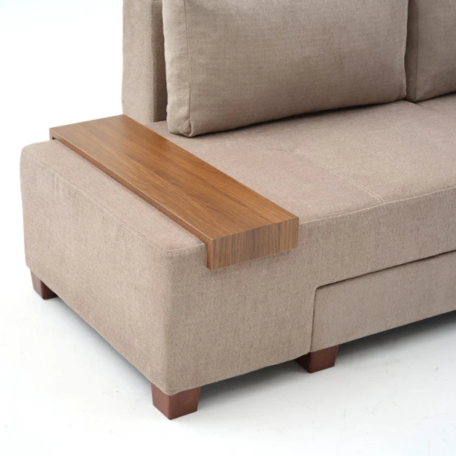 Καναπές - κρεβάτι πολυμορφικός Perenna Megapap τριθέσιος υφασμάτινος χρώμα μπεζ 233x93x83εκ.