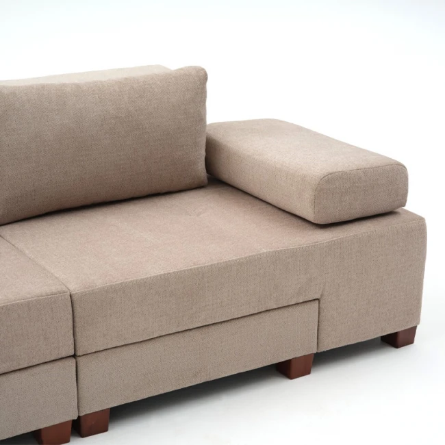 Καναπές - κρεβάτι πολυμορφικός Perenna Megapap τριθέσιος υφασμάτινος χρώμα μπεζ 233x93x83εκ.