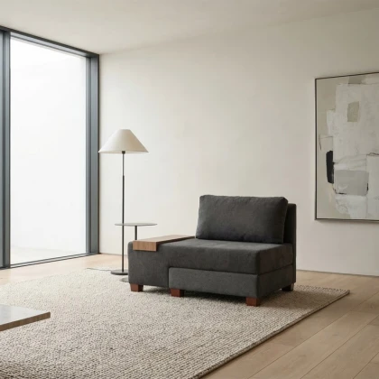 Πολυθρόνα - κρεβάτι Perenna Megapap υφασμάτινη χρώμα ανθρακί 116x93x83εκ.