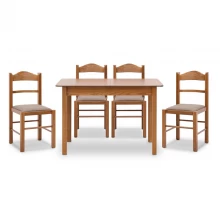 Σετ τραπεζαρίας Bergen-Virginia Megapap 5 τμχ μασίφ ξύλο-MDF με επεκτεινόμενο τραπέζι 120/150x68x77εκ.