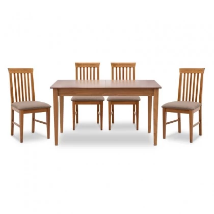 Σετ τραπεζαρίας Adare-Francis Megapap 5 τμχ μασίφ ξύλο-MDF με επεκτεινόμενο τραπέζι 140/180x78x77εκ.