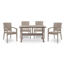 Σετ τραπεζαρία κήπου Callan Megapap 5τμχ πολυπροπυλενίου τραπέζι 120x70 - πολυθρόνα recycled χρώμα cappuccino S_GP046-0002,2+GP046-0001,3x4