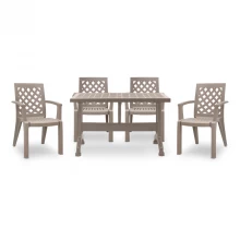 Σετ τραπεζαρία κήπου Callan Megapap 5τμχ πολυπροπυλενίου τραπέζι 120x70 - πολυθρόνα χρώμα cappuccino S_GP046-0002,2+GP046-0004,2x4