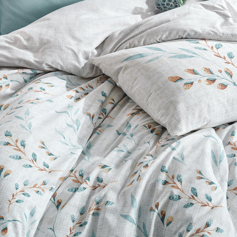 Σετ παπλωματοθήκη Lendell Cotton Box 3 τμχ Μονή (160x220) χρώμα μέντα - λευκό 2