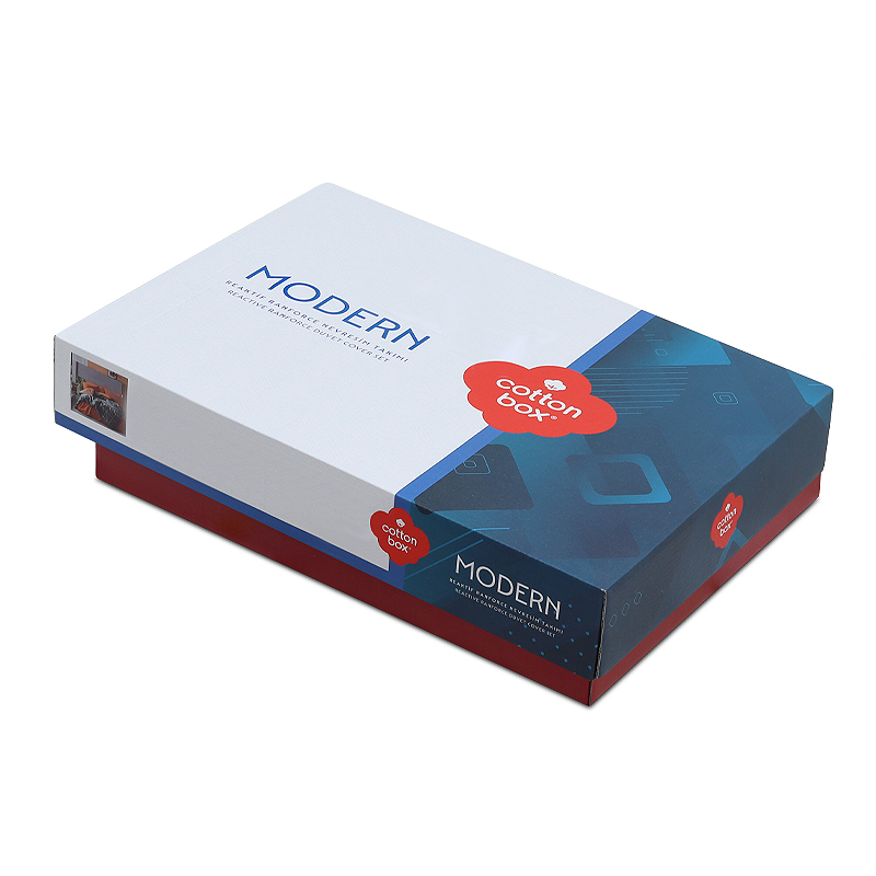 Σετ παπλωματοθήκη Stark Cotton Box 3 τμχ Μονή (160x220) χρώμα cinnamon - μπλε 3