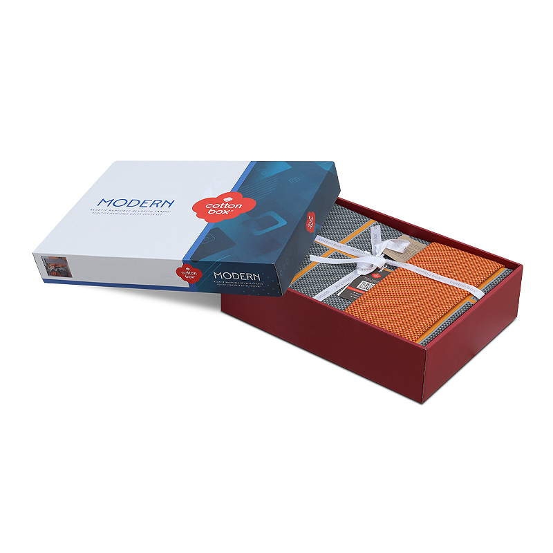 Σετ παπλωματοθήκη Stark Cotton Box 3 τμχ Μονή (160x220) χρώμα cinnamon - μπλε 4