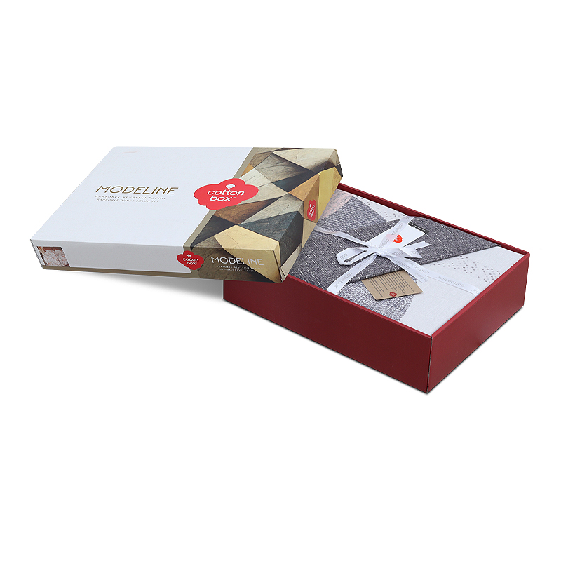 Σετ παπλωματοθήκη Leron Cotton Box 4 τμχ Διπλή (200x220) χρώμα γκρι 4