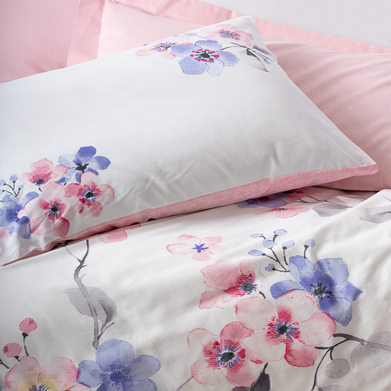 Σετ παπλωματοθήκη Jayda Cotton Box 3 τμχ Μονή (160x220) χρώμα ροζ - λευκό 2