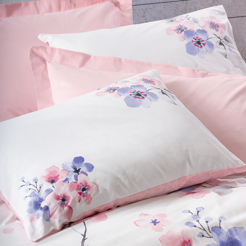 Σετ παπλωματοθήκη Jayda Cotton Box 3 τμχ Μονή (160x220) χρώμα ροζ - λευκό 3