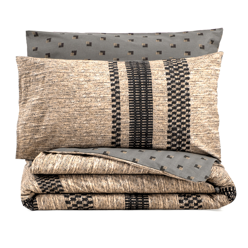 Σετ παπλωματοθήκη Arlo Cotton Box 3 τμχ Μονή (160x220) χρώμα καφέ - γκρι 3