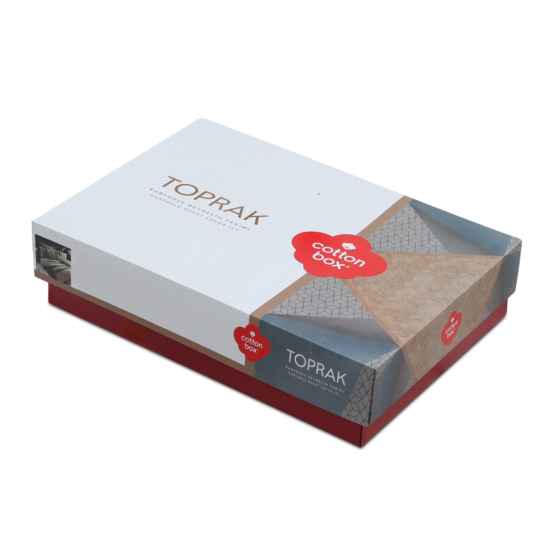 Σετ παπλωματοθήκη Arlo Cotton Box 3 τμχ Μονή (160x220) χρώμα καφέ - γκρι 4