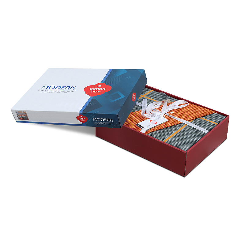 Σετ παπλωματοθήκη Stark Cotton Box 4 τμχ Διπλή (200x220) χρώμα cinnamon - μπλε 4