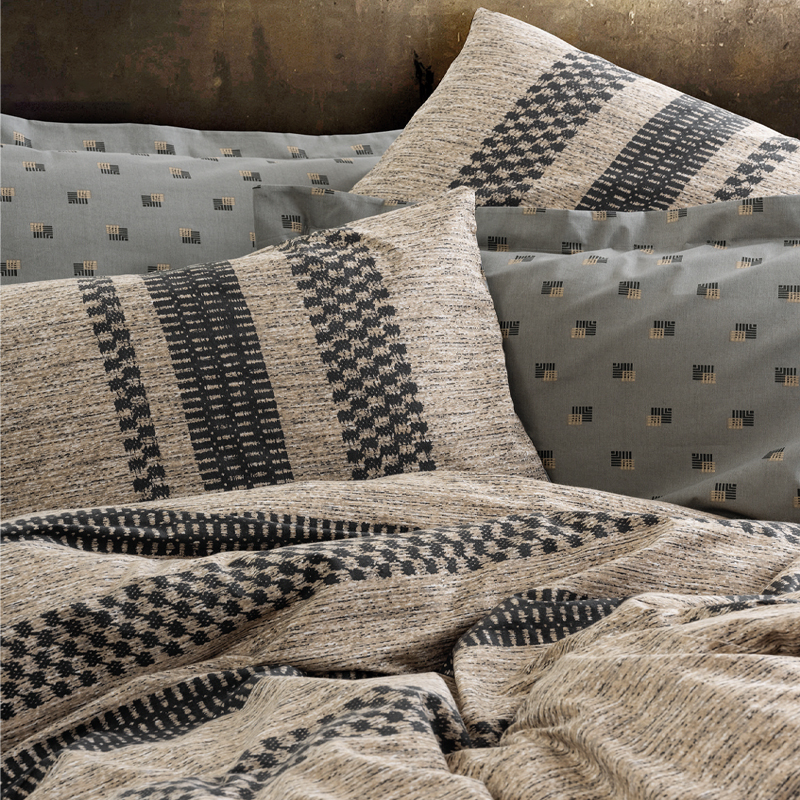 Σετ παπλωματοθήκη Arlo Cotton Box 4 τμχ Διπλή (200x220) χρώμα καφέ - γκρι 2